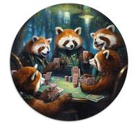 1000-teiliges Puzzle Roter Panda spielt Poker, Puzzle für Erwachsene, interaktives Familienspiel, Bastelgeschenk mit farbenfrohen Kunstwerken, 1000 Teile (67,5x67,5cm)