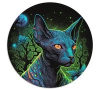 1000-teiliges Puzzle, schöne Dschungelkatze, 1000-teiliges rundes Puzzle, Denksportspiel, interaktives Familienspiel, geeignet für Kinder ab 14 Jahren, 1000 Teile (67,5x67,5cm)