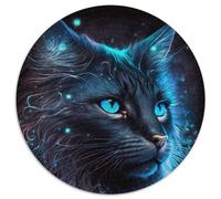 1000-teiliges Puzzle Schwarze Katze, rund, 1000 Teile, Geschenkidee zum Geburtstag, anspruchsvolles Denkspiel, 1000 Teile (67,5x67,5cm)