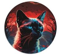 1000-teiliges Puzzle Schwarze Katze, rundes 1000-teiliges Puzzle, anspruchsvolles Denkspiel für Teenager, Spaß für den Spieleabend mit der Familie, 1000 Teile (67,5x67,5cm)