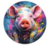 1000-teiliges Puzzle Schwein, runde Puzzles 1000 Teile für Erwachsene, perfekt für Familienspaß, Partyspiele, Gastgeschenke für Geburtstagspartys, 1000 Stück (67,5x67,5cm)