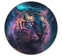 1000-teiliges Puzzle, Tigergemälde, rund, 1000 Teile, für Erwachsene, zum Entspannen und Herausfordern, farbenfrohe Kunst zur Heimdekoration, ideales Geschenk für Freunde, 1000 Teile (67,5x67,5cm)