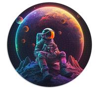1000-teiliges Puzzle Universum, Planet, Astronaut, runde Papppuzzles entwickeln Hand-Auge-Koordinationsfähigkeiten, perfekt als Geburtstagsgeschenk, 1000 Stück (67,5x67,5cm)