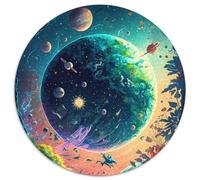 1000-teiliges Puzzle Verrückte Weltraumlandschaft, rundes Puzzle mit 1000 Teilen, perfekte Dekoration für Zuhause oder das Büro, ideales Weihnachtsgeschenk, 1000 Teile (67,5x67,5cm)