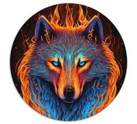 1000-teiliges Puzzle, Wolf, Feuer, Wasser, rundes 1000-teiliges Puzzle, anspruchsvolles Denkspiel für Teenager, Spaß für den Spieleabend mit der Familie, 1000 Teile (67,5x67,5cm)