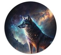 1000-teiliges Puzzle, Wolf, rund, 1000 Teile, für Erwachsene, zum Entspannen und Herausfordern, farbenfrohe Kunst zur Heimdekoration, ideales Geschenk für Freunde, 1000 Teile (67,5x67,5cm)