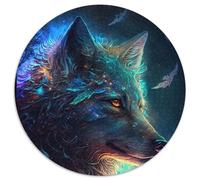 1000-teiliges Puzzle, Wolf, rund, 1000 Teile, für Erwachsene, zum Entspannen und Herausfordern, farbenfrohe Kunst zur Heimdekoration, ideales Geschenk für Freunde, 1000 Teile (67,5x67,5cm)