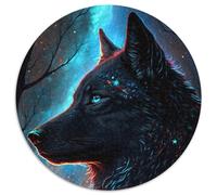 1000-teiliges Puzzle, Wolf, rund, 1000 Teile, für Erwachsene, zum Entspannen und Herausfordern, farbenfrohe Kunst zur Heimdekoration, ideales Geschenk für Freunde, 1000 Teile (67,5x67,5cm)