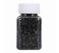 1000 Uds. Anillos de forro de silicona de 5MM cuentas de silicona de 5mm y herramientas para extensiones de cabello humano, 5 colores de Jerliflyer (Negro)