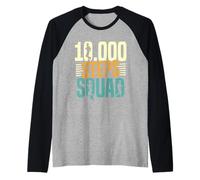 10000 Passi Squadra Passo Camminare Escursioni 10000 Passi Maglia con Maniche Raglan