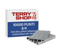 10000 Spillette 6/4 Punti Metallici Graffette 10000 Pezzi per Spillatici Manuali