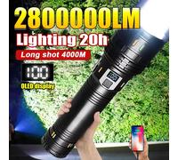 1000000 Torcia LED ad alta potenza LM Torcia tattica più luminosa Torcia ricaricabile Potente lampada a tiro lungo da 4000 m per la caccia