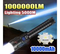 1000000 Torcia ultra potente LM Zoom 5000M Torcia a lungo raggio Torce a LED ad alta potenza Lanterna tattica potente ricaricabile
