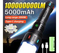 100000000 Torcia a LED più potente LM Torcia a LED ricaricabile Torcia zoom ad alta potenza Lantren tattico a lungo raggio da 2000 m