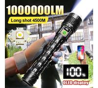1000000LM Torcia LED più potente 10000mah Torcia ad alta potenza Ricaricabile 800W Faretti Torce tattiche Illuminazione 4 km