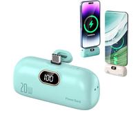 10000mAh Mini Portable Charger, Compact Power Bank with Built-In Connector (Green,for Type-C)