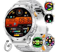 1000mAh Batteria Smartwatch Uomo, 1.7'' Orologio Smart Watch con Chiamata Bluetooth, Torcia LED Orologio monitoraggio del sonno/100+ Modalità Sportive, IP68 Impermeabile per Android iOS,Argento
