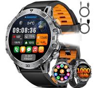 1000mAh Batteria Smartwatch Uomo Militare, 1.7'' Orologio Smart Watch con Torcia LED ,Chiamata Bluetooth Orologio Fitness, 100+ Modalità Sportive, 24H Cardiofrequenzimetro Sonno, IP68 per Android iOS