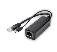 1000Mbit POE Splitter USB-C - to RJ45 Ethernet to RJ45 - USB-C Black. - Warranty 300M NEW