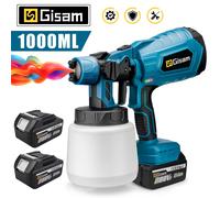 1000ML Cordless Pistola A Spruzzo Elettrica Potente HVLP Spruzzatore di Vernice Auto Mobili Rivestimento In Acciaio Aerografo Per Makita 18V Batteria Spille 2 Small Battery Red