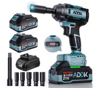 1000Nm - Chiave a urto senza fili, avvitatore elettrico con due batterie da 4,0 Ah, 5 prese a urto, avvitatore a urto 1/2' Brushless,Avvitatore a urto elettrico 21 V per auto