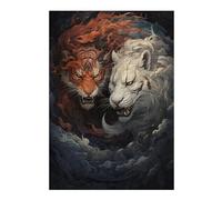 1000pcs(38x26cm) Puzzle Per Adolescenti Fire Vs. Ice Tiger Battle Puzzle Per Adulti Giochi Per Famiglie Gara Di Velocità Delle Mani Attività Divertenti A Casa 1000pcs(38x26cm)