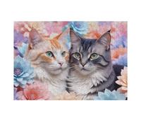1000pcs(38x26cm) Puzzle Per Adolescenti Fluffy Cats in Pastel Flowers Puzzle Per Adolescenti: Giocattoli Antistress, Un'opera D'arte, Attività Divertenti Da Fare A Casa 1000pcs(38x26cm)