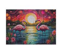 1000pcs(38x26cm) Puzzle Per Adolescenti Pink Flamingos Sunset Puzzle Per Adolescenti Gioco Rompicapo Regalo Di Compleanno Attività Divertenti A Casa 1000pcs(38x26cm)