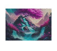 1000pcs(38x26cm) Puzzle Per Adolescenti Pink Magical Tree Waterfal Puzzle Giocattolo Decorazione Da Parete Analisi E Logica Divertimento Attività A Casa, 1000pcs(38x26cm)