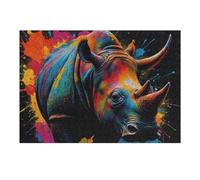 1000pcs(38x26cm) Puzzle Per Adolescenti Puzzle Colorful Rhino Painting Puzzle Giochi Divertenti Decorazione Murale Regali Unici Per Compleanni 1000pcs(38x26cm)