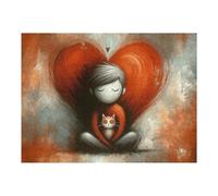 1000pcs(52x38cm) Puzzle Per Adolescenti Love Heart with Cat Puzzle Per Adulti Gioco Pratico Assemblaggio Di Modelli Regali Unici Per Compleanni E Occasioni Speciali 1000pcs(52x38cm)