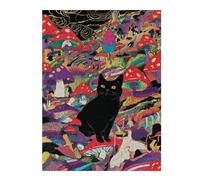 1000pcs(52x38cm) Puzzle Per Adolescenti Psychedelic Mushroom Cat Art Print Puzzle Per Adolescenti Giochi Per Famiglie Ma Divertenti E Umoristici Regali Per Ridurre Lo Stress 1000pcs(52x38cm)
