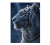 1000pcs(52x38cm) Puzzle Per Adolescenti Puzzle White Tiger Portrait Under Starry Sky Puzzle Per Adulti Gioco Per Famiglie Taglio Di Precisione Per Compleanno, Natale 1000pcs(52x38cm)