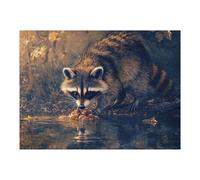 1000pcs(52x38cm) Puzzle Per Adolescenti Raccoon by The Waters Edge Puzzle Per Adolescenti: Giocattoli Antistress, Un'opera D'arte, Attività Divertenti Da Fare A Casa 1000pcs(52x38cm)