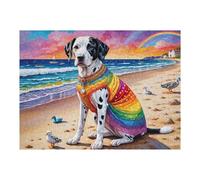 1000pcs(52x38cm) Puzzle Per Adolescenti Rainbow Dalmatian on Beach Puzzle Per Adulti, Gioco Rompicapo, Ma Divertente E Spiritoso, Regali Per Amici E Familiari 1000pcs(52x38cm)