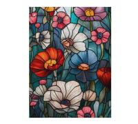 1000pcs(52x38cm) Puzzle Per Adolescenti Stained Glass Floral Panel-1 Puzzle Per Adulti Gioco Rompicapo Ma Divertente E Umoristico Per Compleanno, Natale 1000pcs(52x38cm)
