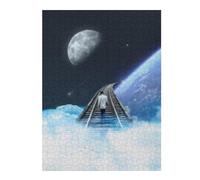 1000pcs(52x38cm) Puzzle Per Adolescenti Train Tracks to The Moon Puzzle Gioco Rompicapo Decorazione Da Parete Regali Unici Per Compleanno E Natale 1000pcs(52x38cm)