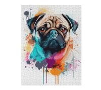 1000pcs(52x38cm) Puzzle Per Adulti E Adolescenti Cute Watercolor Pug Art Puzzle Per Adulti Giochi Per Famiglie Vacanze in Casa Passatempo Interazione Genitore-figlio 1000pcs(52x38cm)
