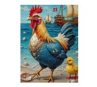 1000pcs(52x38cm) Puzzle Per Adulti Puzzle Pirate Rooster on The Beach Puzzle Per Adulti Gioco Pratico Corsa Di Velocità Gioco Impegnativo Regali 1000pcs(52x38cm)