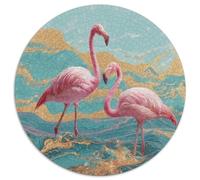 1000pcs (67.5x67.5cm) Puzzle Per Adulti Fenicottero sull'oceano Donna Uomo Tavola Di Legno Ad Incastro Di Precisione Elementi blu rosa dorato