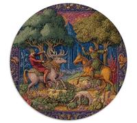 1000pcs (67.5x67.5cm) Puzzle Per Adulti Manoscritti miniati di caccia medievali Donna Uomo Tavola Di Legno Ad Incastro Di Precisione