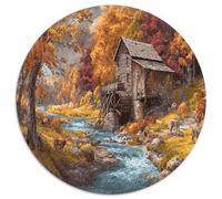 1000pcs (67.5x67.5cm) Puzzle Per Adulti Mulino rurale in legno vicino al fiume Donna Uomo Tavola Di Legno Ad Incastro Di Precisione Cervi Grazing on The Grass