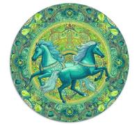 1000pcs (67.5x67.5cm) Puzzle Per Adulti The Unrestrained Cavallo, The Year of The Cavallo, with Green And Blue As The Main Colors Donna Uomo Tavola Di Legno Ad Incastro Di Precisione