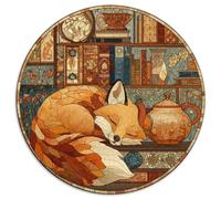 1000pcs (67.5x67.5cm) Puzzle, Puzzle Per Adolescenti Adulti FOX che dorme sulla libreria con una grande teiera