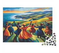 1000pcs (75x50cm) Amici che Danzano Intorno a un Cerchio di Tamburi Jigsaw,Vista del Monte Malin Puzzle Fai Da Te Per Adulti E Folla Dai 14 Anni in Su