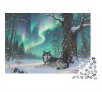 1000pcs (75x50cm) Aurora Boreale Jigsaw,Wolf in The Foresta innevataa Puzzle Fai Da Te Per Adulti E Folla Dai 14 Anni in Su