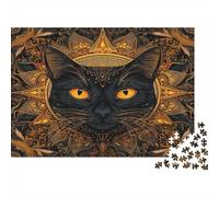 1000pcs (75x50cm) Black Gatto with Yellow Eyes Jigsaw,Mandala Puzzle Fai Da Te Per Adulti E Folla Dai 14 Anni in Su