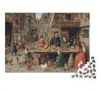 1000pcs (75x50cm) Cartolina del XVI secolo raffigurante una famiglia numerosa nel cortile di una trave-framed House Jigsaw, Puzzle Fai Da Te Per Adulti E Folla Dai 14 Anni in Su