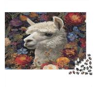 1000pcs (75x50cm) Ispirazione Artistica con Alpaca e Fiori di Campo Jigsaw, Puzzle Fai Da Te Per Adulti E Folla Dai 14 Anni in Su