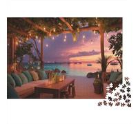 1000pcs (75x50cm) Lounge tropicale sulla spiaggia con tramonto dorato Jigsaw, Puzzle Fai Da Te Per Adulti E Folla Dai 14 Anni in Su